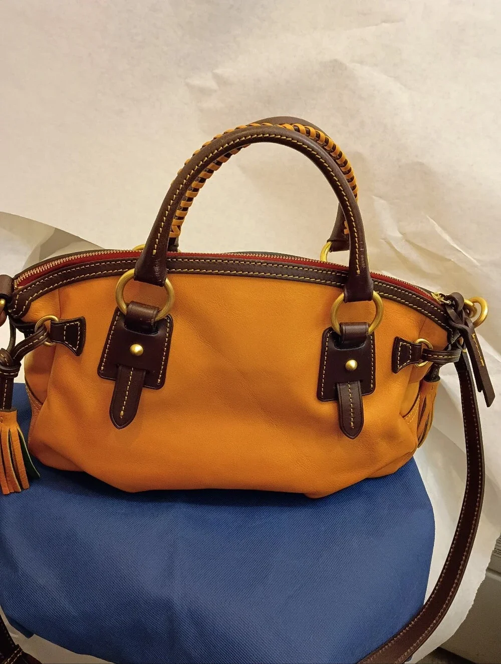 Dooney & Bourke Florentine Leather Satchel with Tassel - Picture 8 of 15